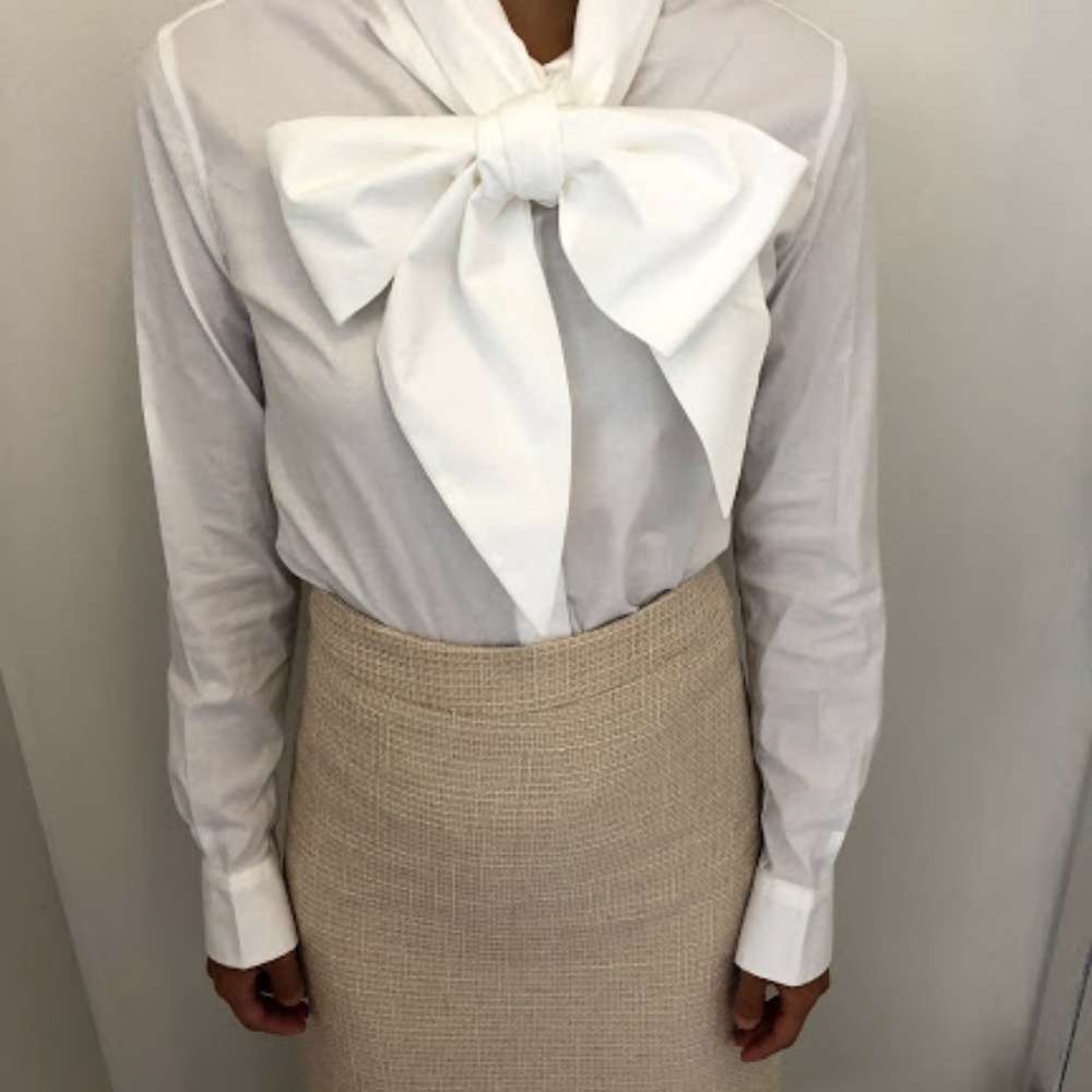 Tie-Neck Cotton Blouse